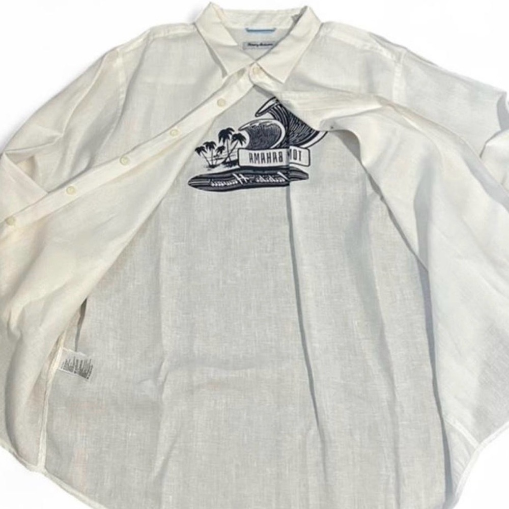 NWOT Tommy Bahama ivory linen Waikiki Hawaii Casual Button Down Shirt